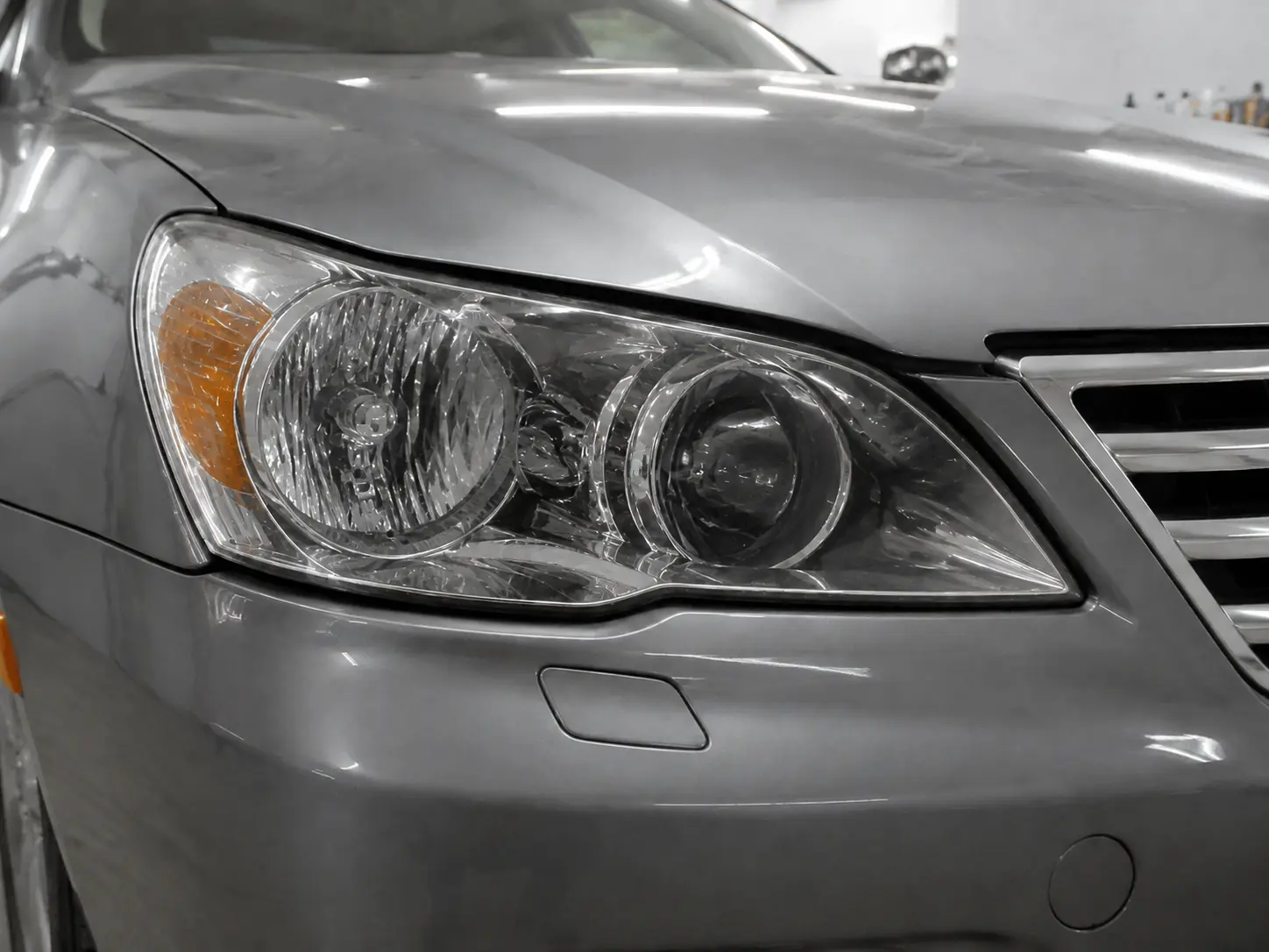 Clear headlight lens after restoration